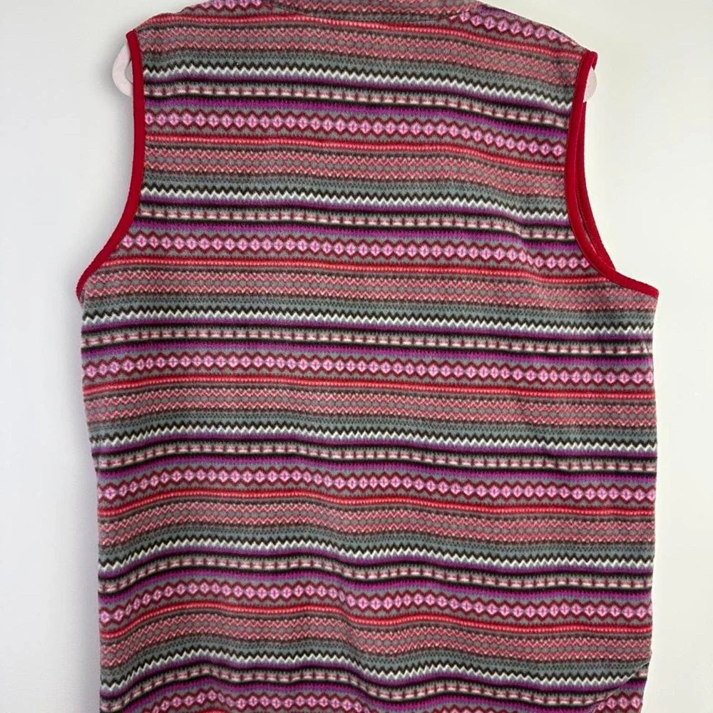 Laura Scott Women's 2XMulticolored Geometric Patterned Fleece Vest